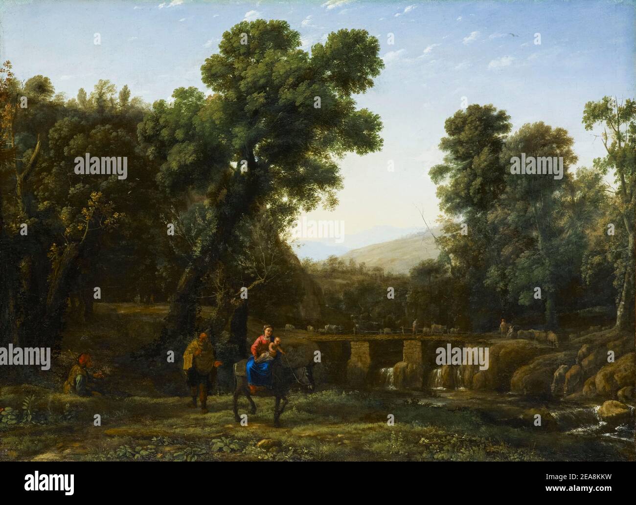 Claude Lorrain, die Flucht nach Ägypten, Landschaftsmalerei, um 1635 Stockfoto