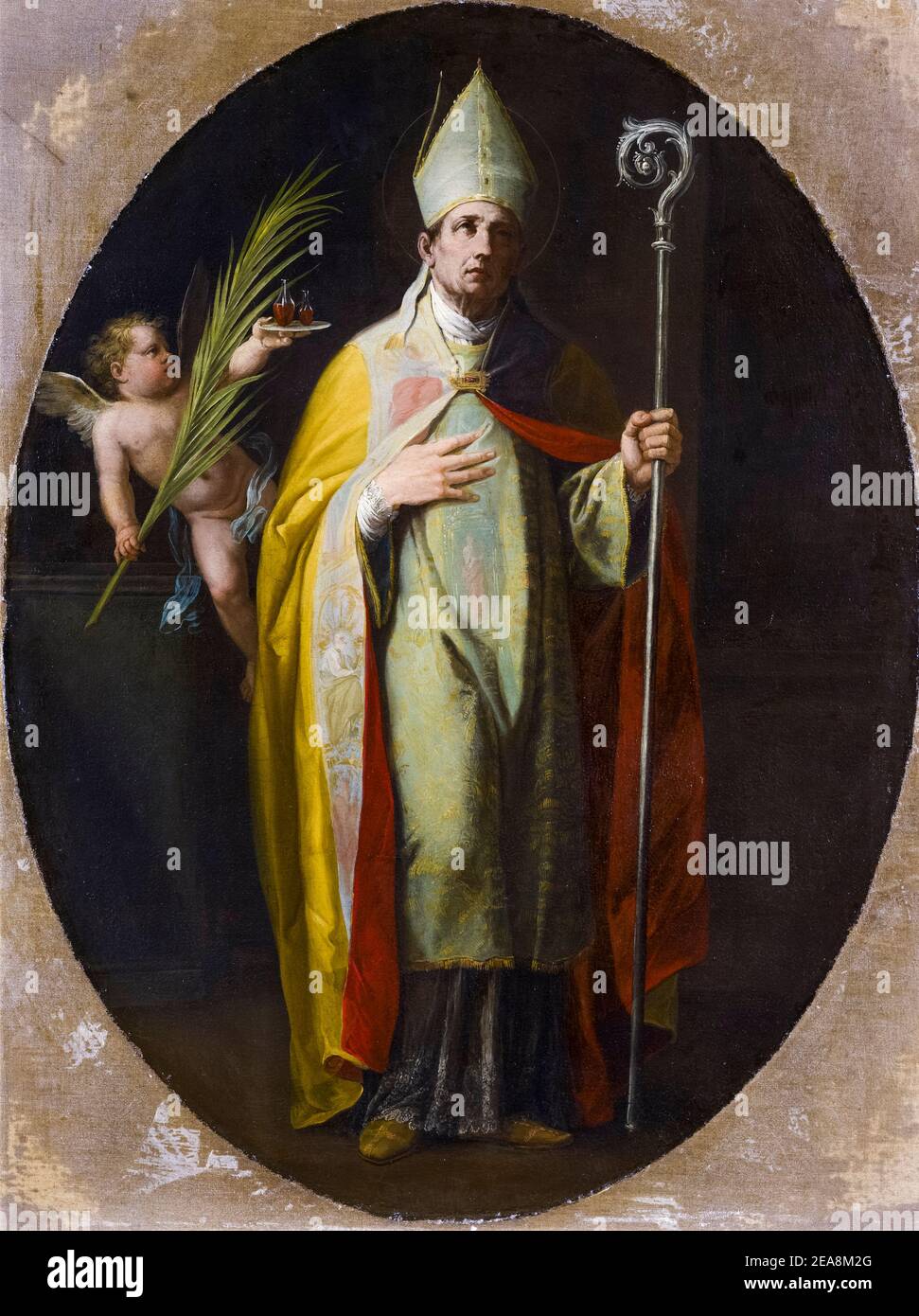 Heiliger Januarius: Bischof von Neapel, Porträtmalerei eines unbekannten Künstlers, 1700-1799 Stockfoto
