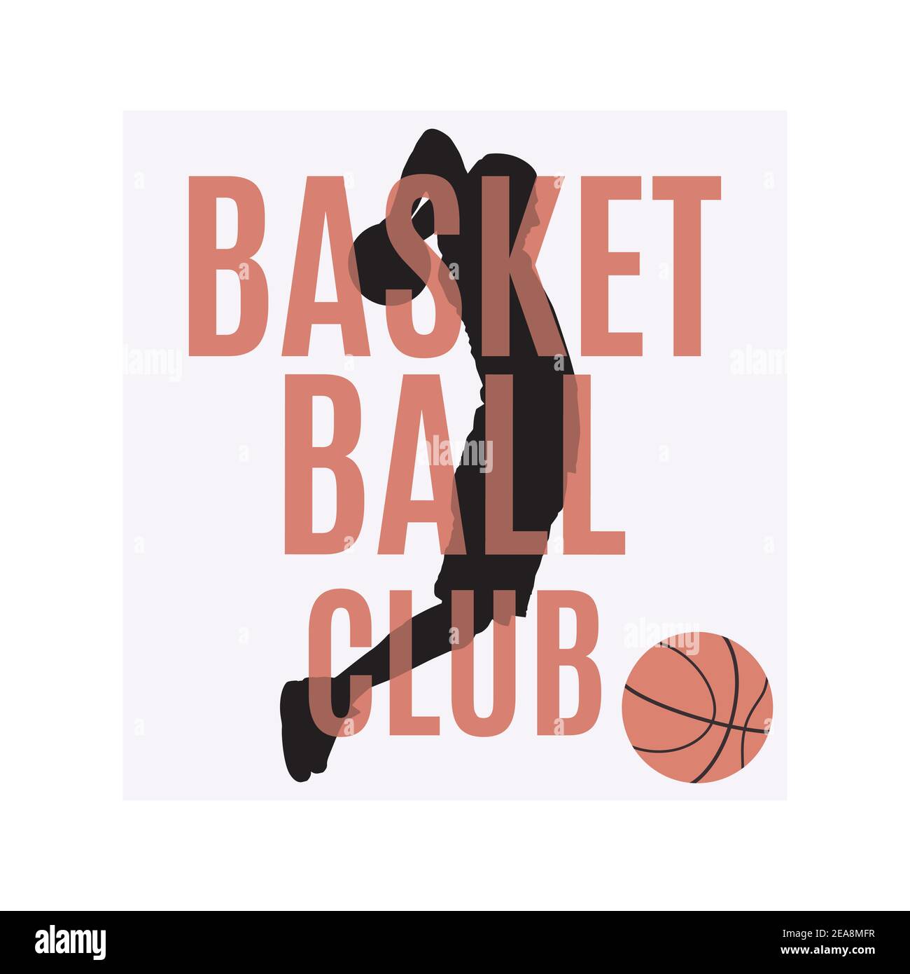 Basketball-Club-Emblem, Label, Print, T-Shirt-Design, Vektor-Illustration. Basketball-Schießtechnik. Stock Vektor