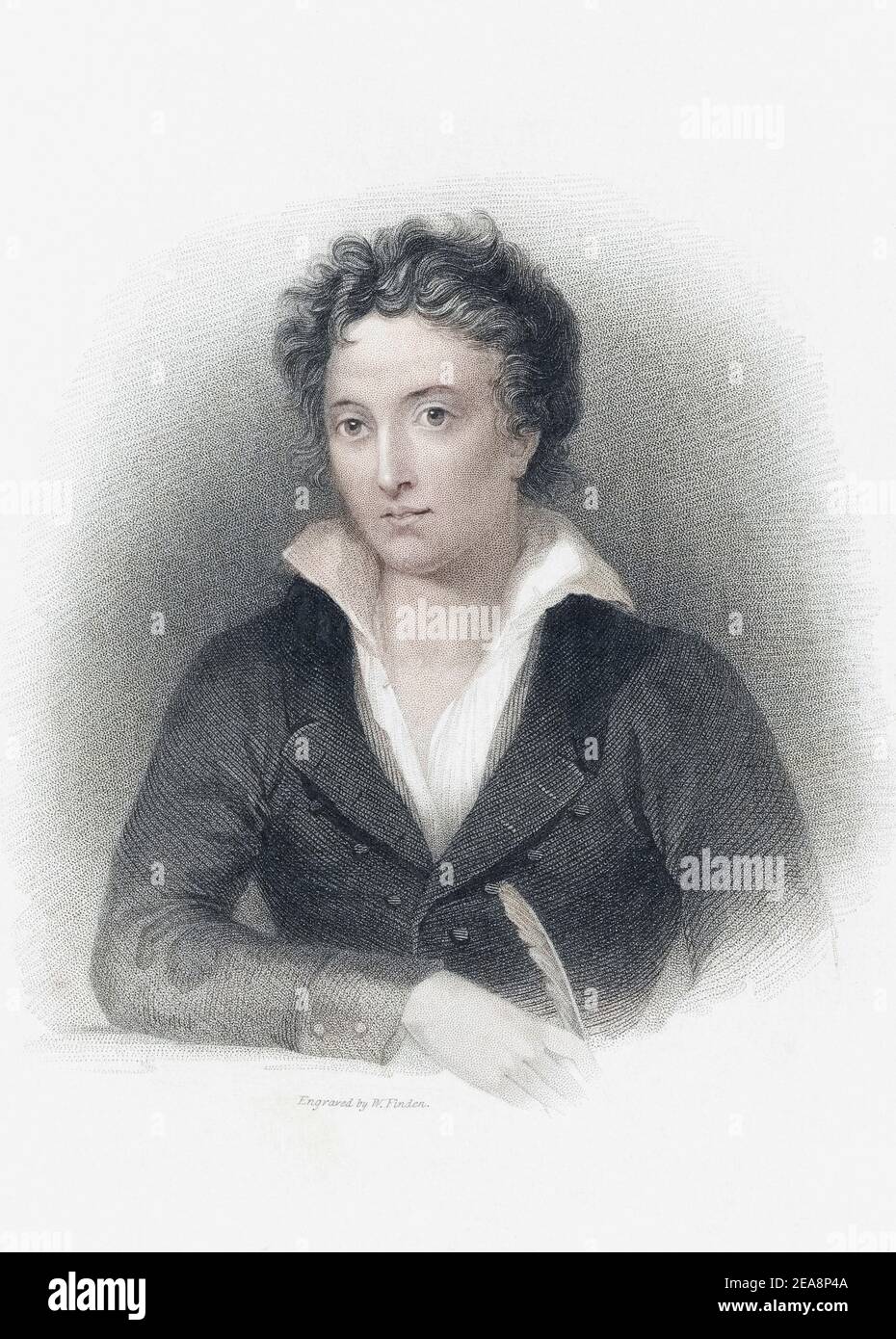 Percy Bysshe Shelley, 1792 – 1822. Englischer Dichter, Dramatiker, Essayist, Romanautor. Nach einem Stich von W. Finden. Stockfoto