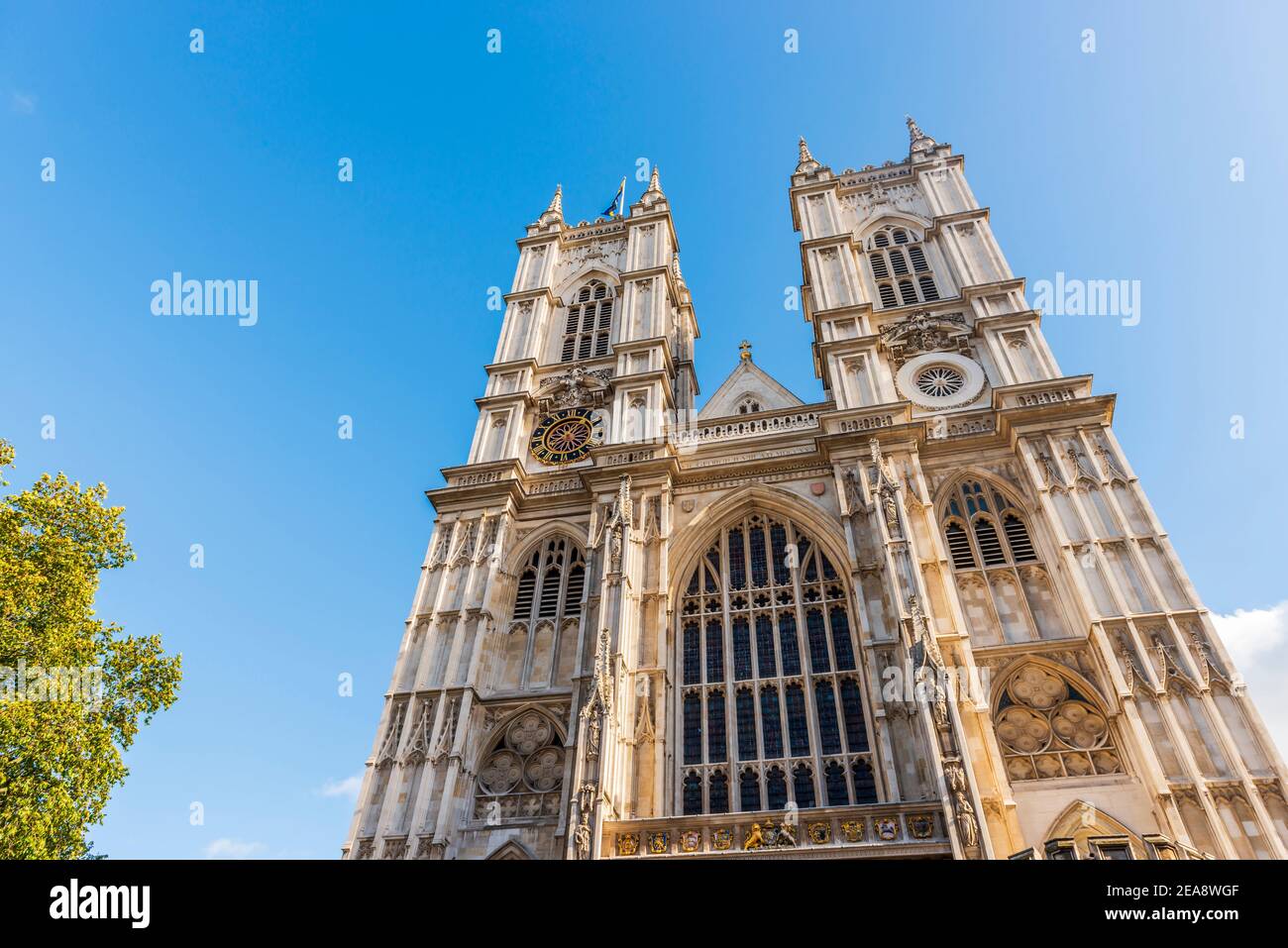 Hauptfassade der Westminster Abbey, Gotik, in London, England, Großbritannien Stockfoto