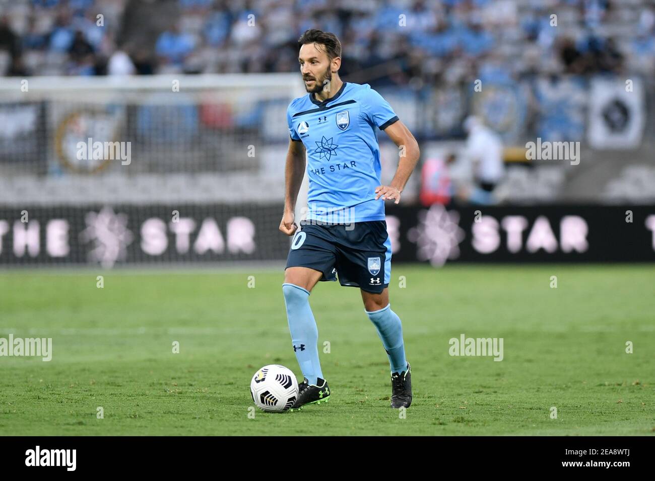 8th. Februar 2021; Jubilee Stadium, Sydney, New South Wales, Australien; A League Football, Sydney Football Club gegen Wellington Phoenix; Milos Ninkovic von Sydney Stockfoto