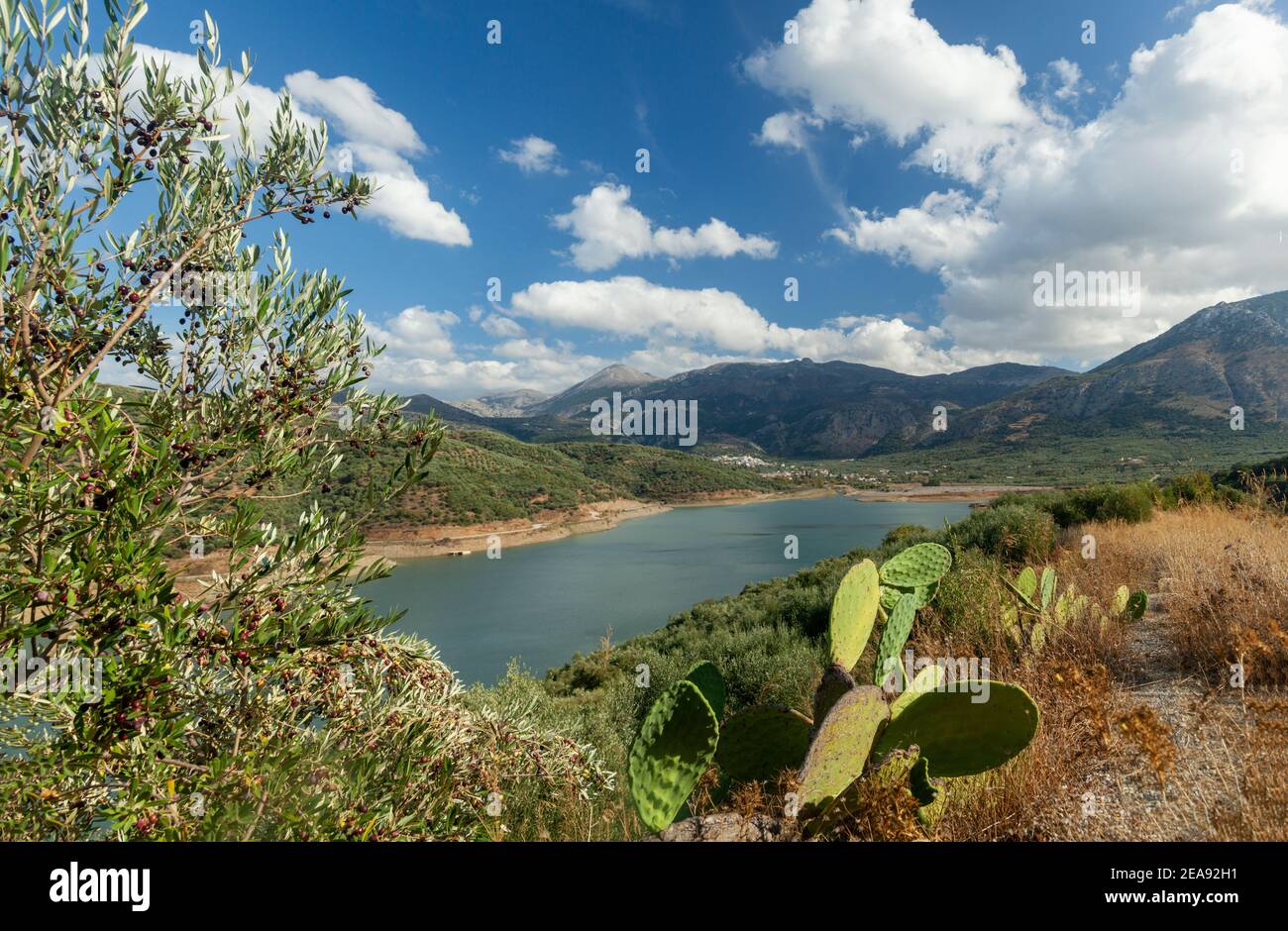 Damm See am Damm von Aposelemis, in der Nähe von Heraklion Stadt, auf Kreta Insel, Griechenland, Europa Stockfoto