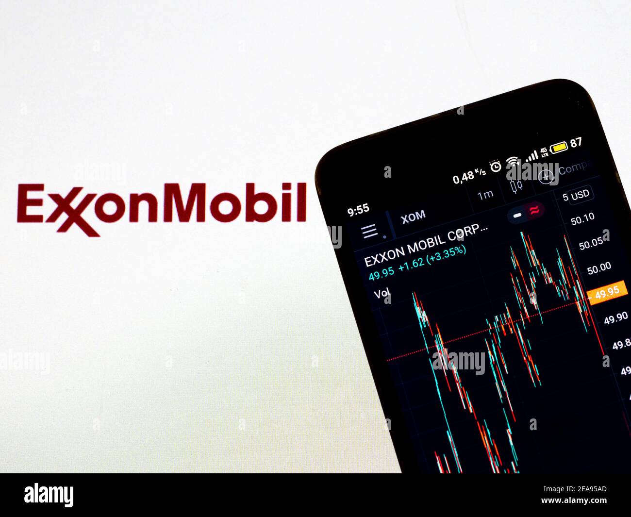 Ukraine. Februar 2021, 8th. In dieser Abbildung zeigt Exxon ...