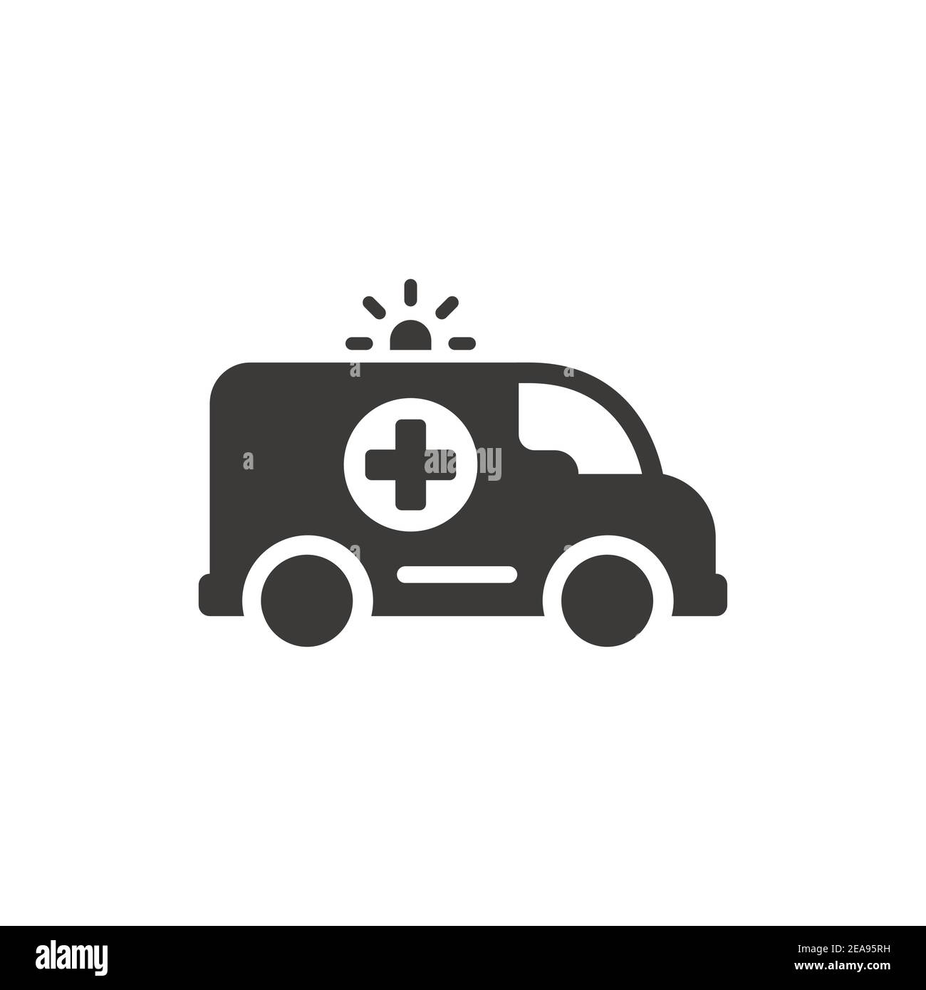 Schwarzes Vektorsymbol für Krankenwagen. Erste-Hilfe-Fahrzeug, Symbol für medizinische Hilfe. Stock Vektor