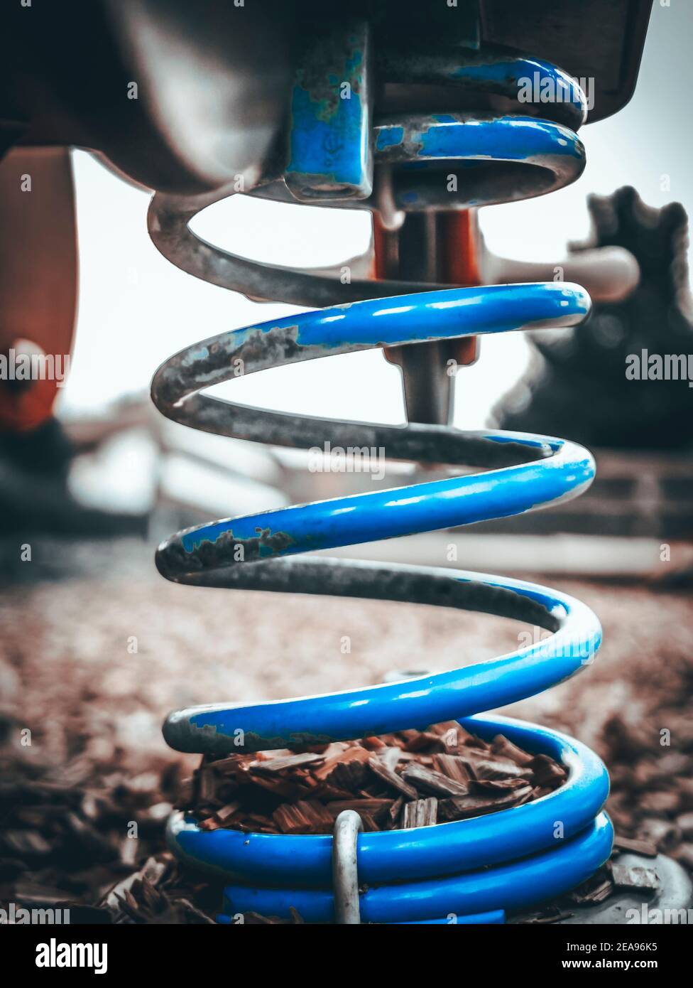 Spielplatz, Spielgeräte, Detail, Metallfeder Stockfoto