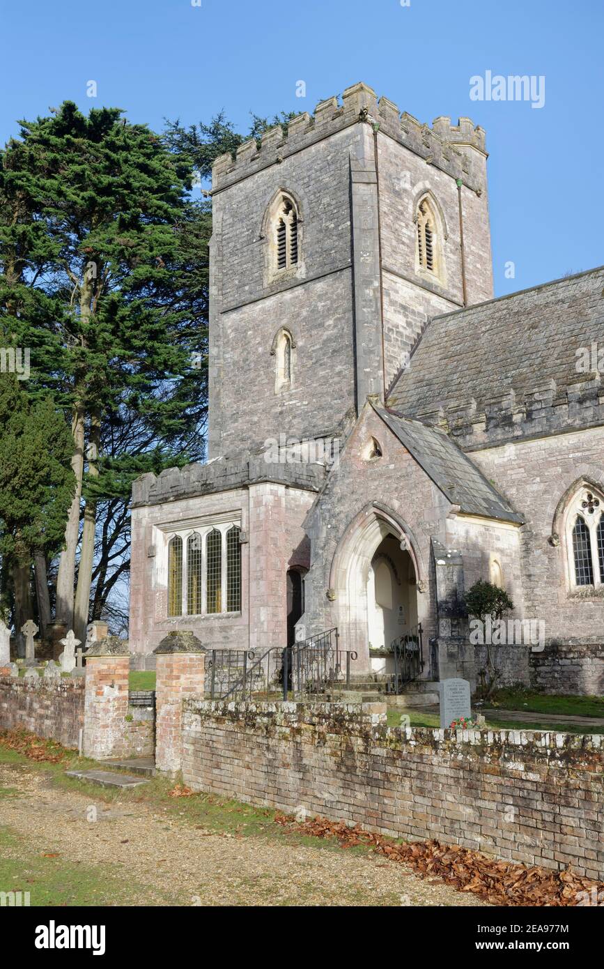 St. Mary’s Church, Brownsea Island, eine traditionelle viktorianische Kirche, Poole Harbour, Dorset, Großbritannien, Dezember. Stockfoto