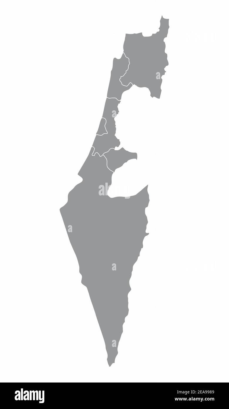 Die isolierte Karte Israels ist in Bezirke unterteilt Stock Vektor