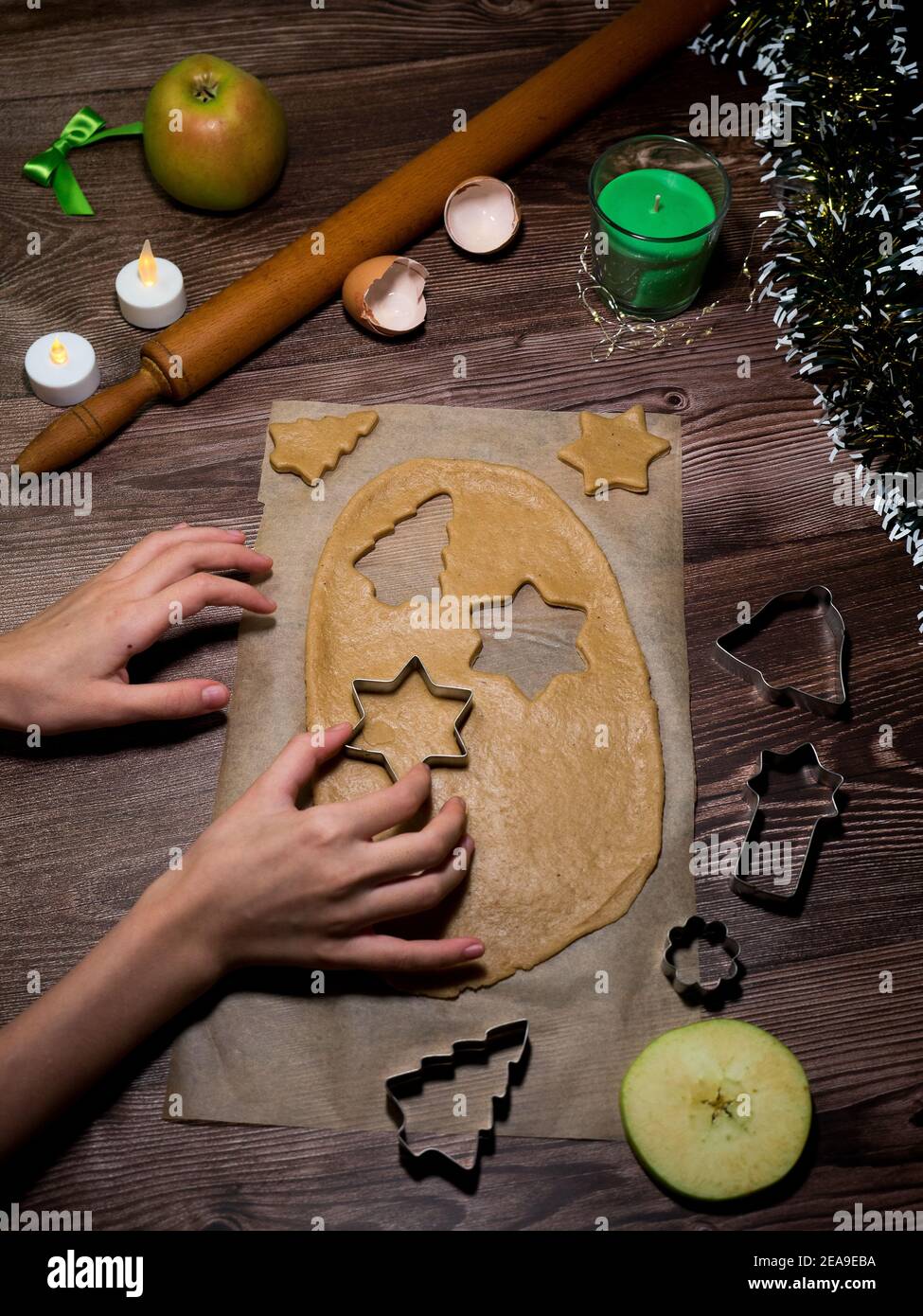 Cookies machen im Urlaub Hintergrund Stockfoto