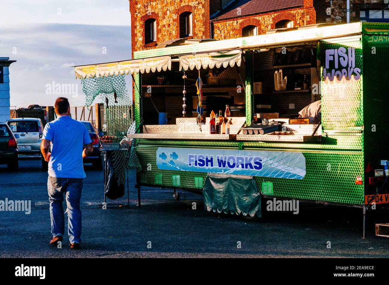 Seafood Stand, Howth Fishery Harbour. Howth, County Dublin, Irland, Europa Stockfoto