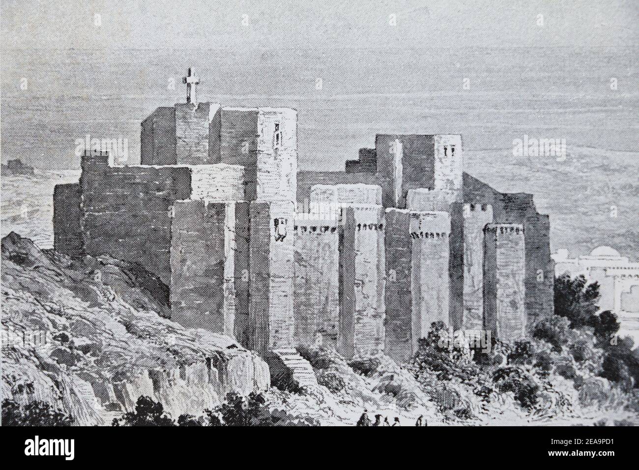 Das Schloss von Raymond IV., Graf von Toulouse. Tripolis in Syrien. Gravur des 19th. Jahrhunderts. Stockfoto