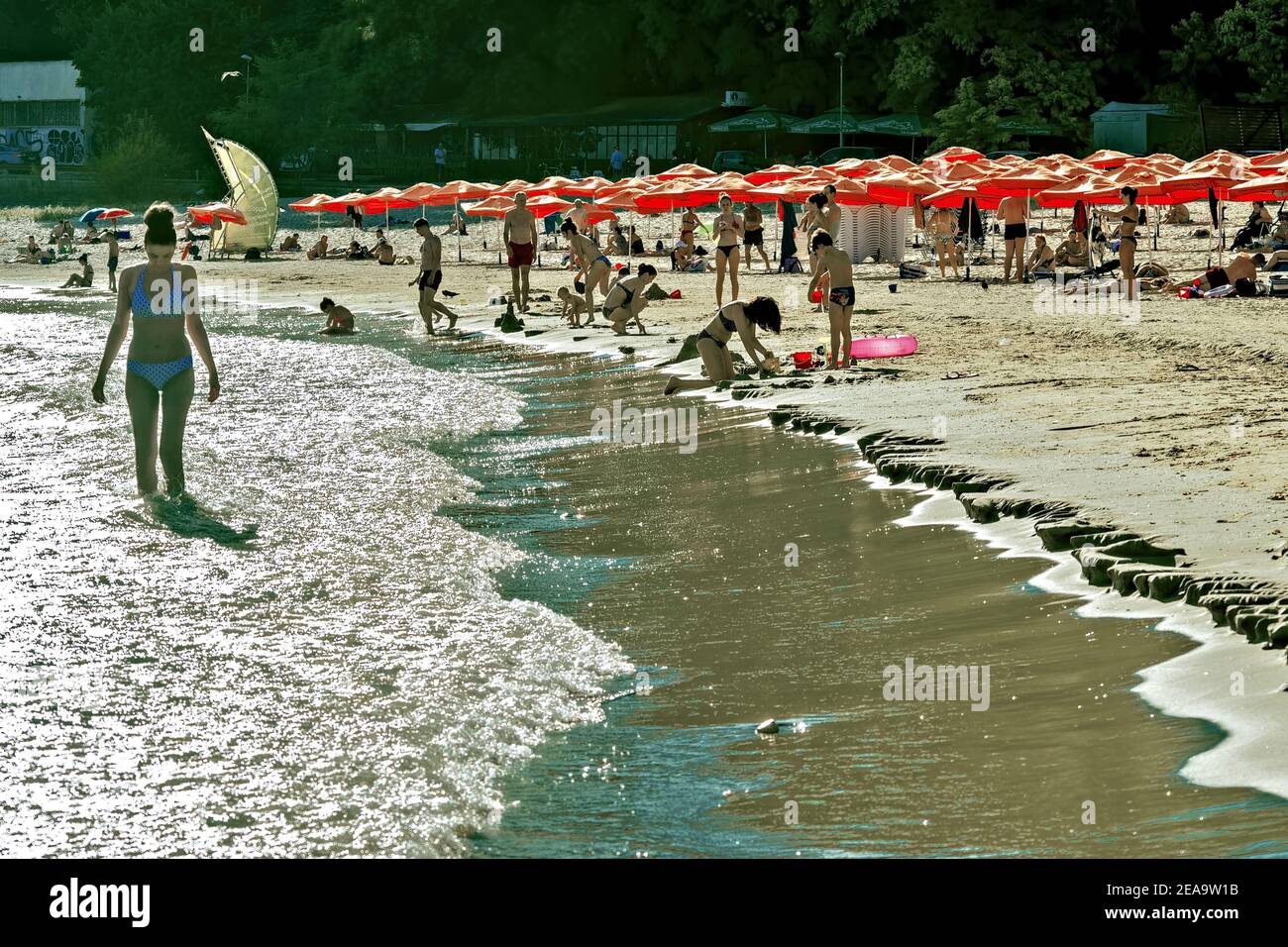 Schwarzmeestrand von Varna.Bulgarien. Stockfoto