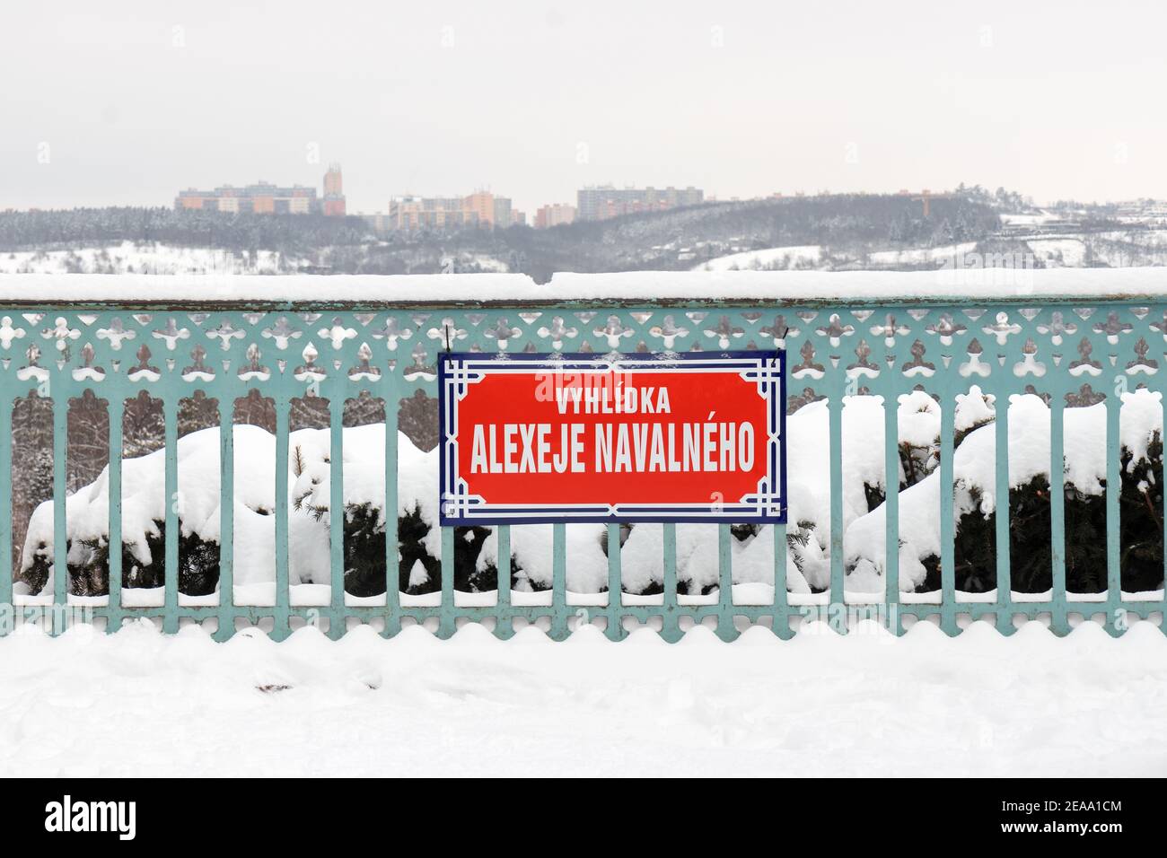 PRAG - Februar 8: Inoffizieller Name eines Aussichtspunktes, der dem russischen Oppositionspolitiker Alexei Nawalny im Königlichen Wildreservat in der gewidmet ist Stockfoto
