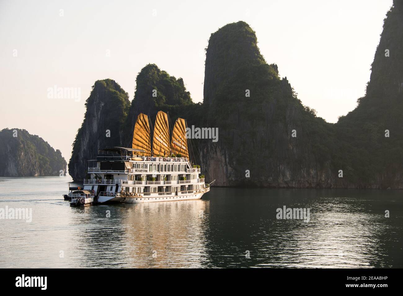 Touristenboot in Halong Bucht, Vietnam Stockfoto