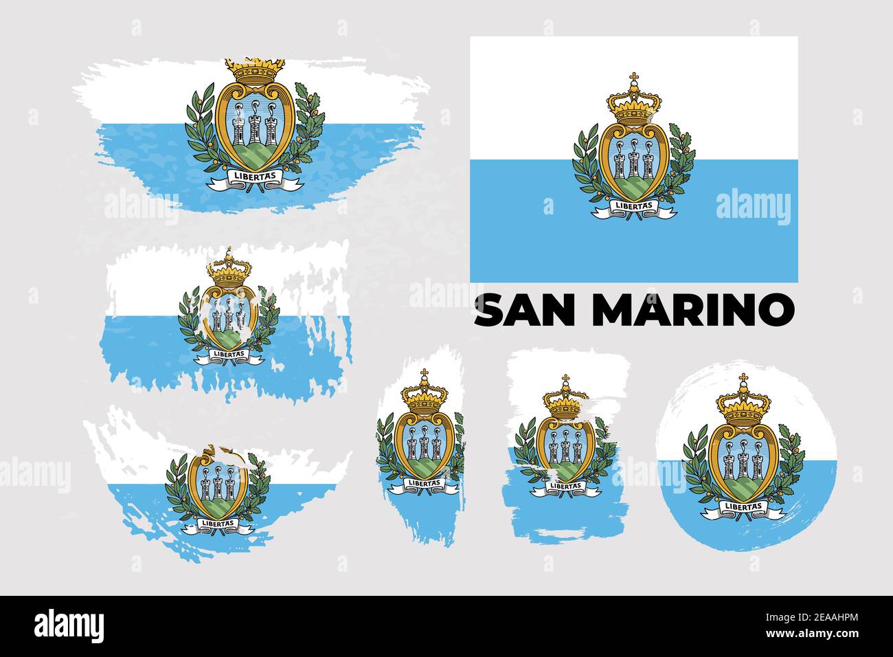 Flagge von San Marino in Grunge Pinselstrich, Vektor Grunge Illustration. Stock Vektor