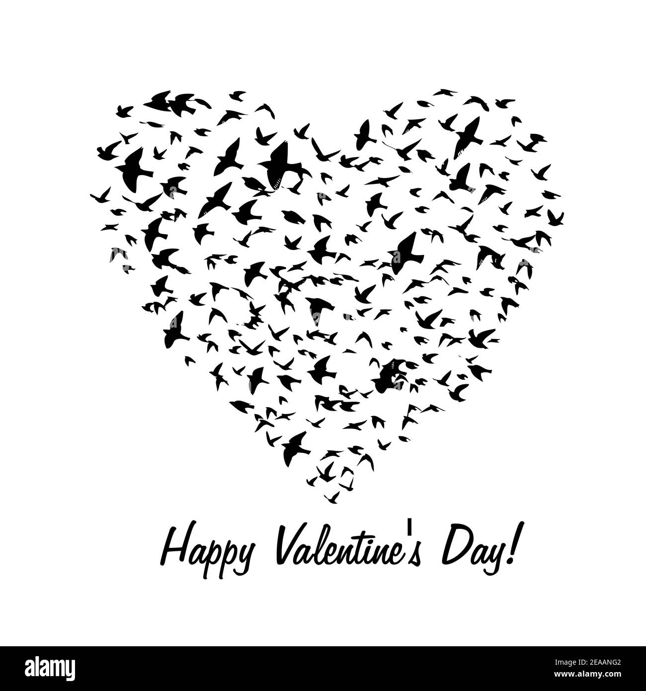 Das Herz der Vögel. T-Shirt-Druck. Alles Liebe zum Valentinstag. Vektorgrafik Stock Vektor