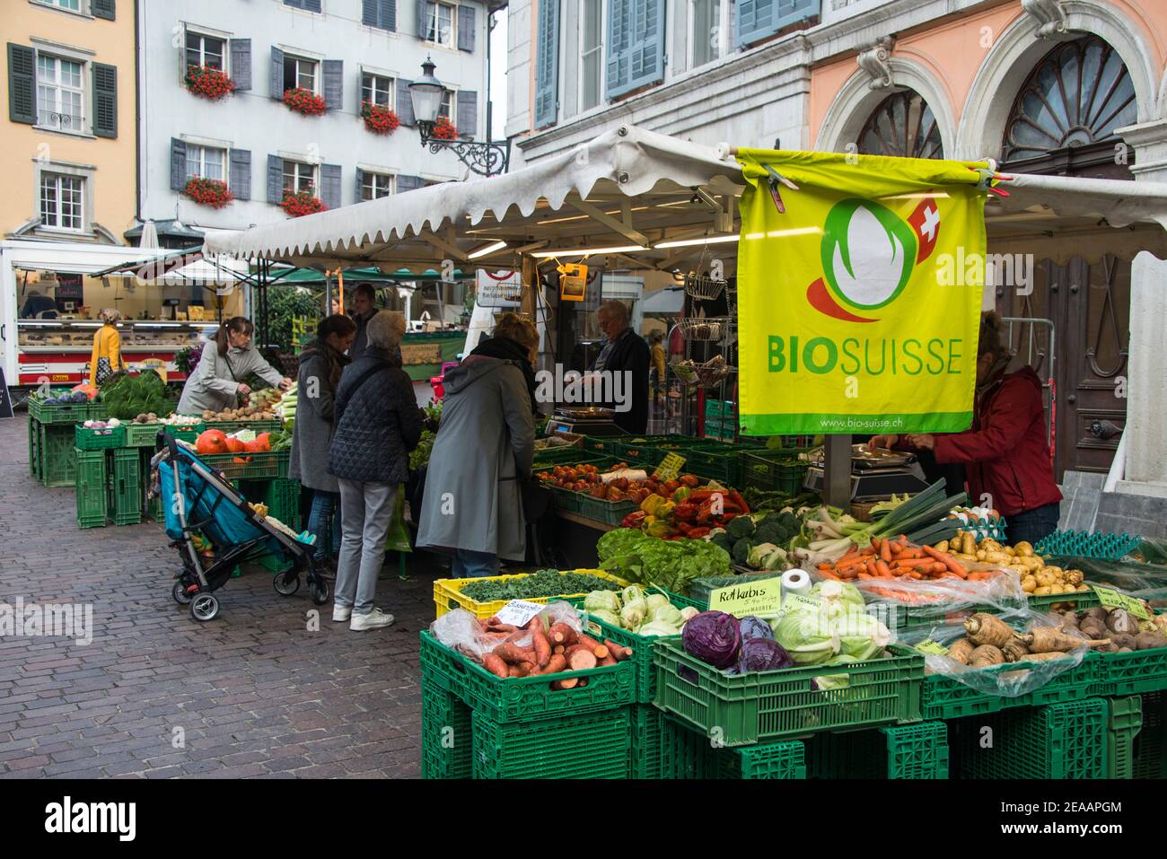 Markttag in Solothurn Stockfoto
