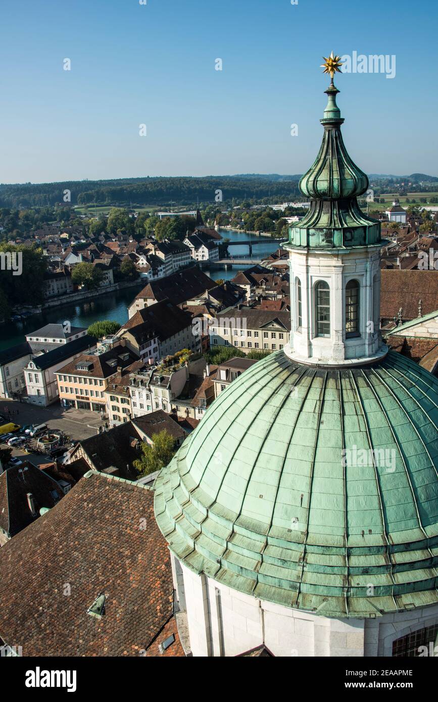 Kuppel des St. Ursus Kathedrale vom Turm, Solothurn Stockfoto