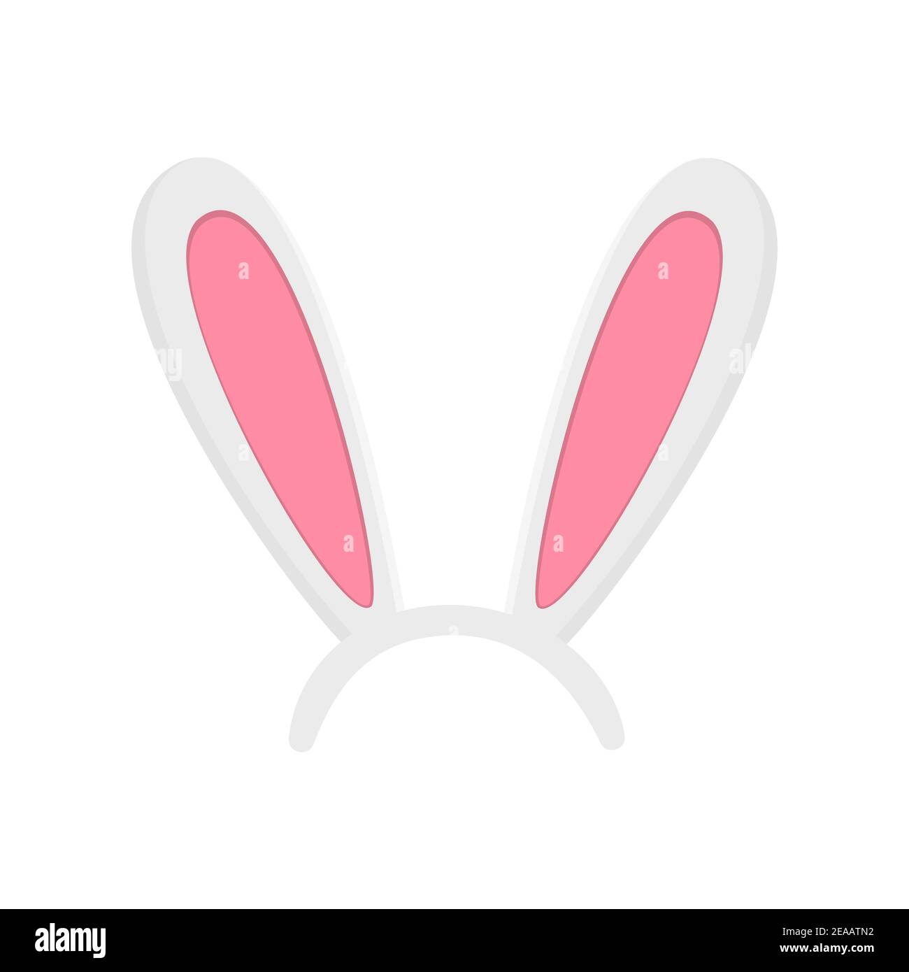 Hare Ohren Maske isoliert auf weißem Hintergrund. Osterhase Ohren Requisiten für Party oder Fotokabine. Element für Kinder Hase Kostüm. Vektor flache Cartoon-Illustration. Stock Vektor