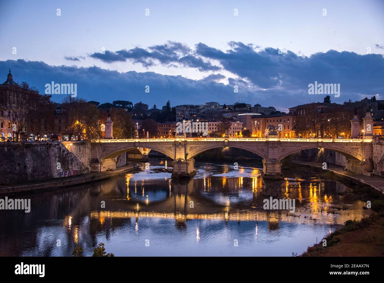 Abendstimmung auf dem Tiber, Rom Stockfoto