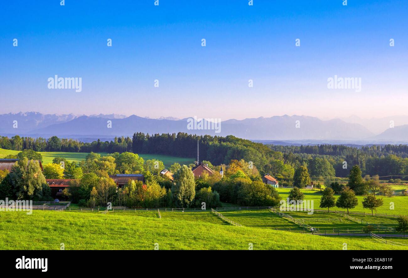 Gut Kerschlach, ehemaliges Klostereigentum der Benediktinerinnen, Gemeinde Pähl, Pfaffenwinkel, Oberbayern, Bayern, Deutschland, Europa Stockfoto