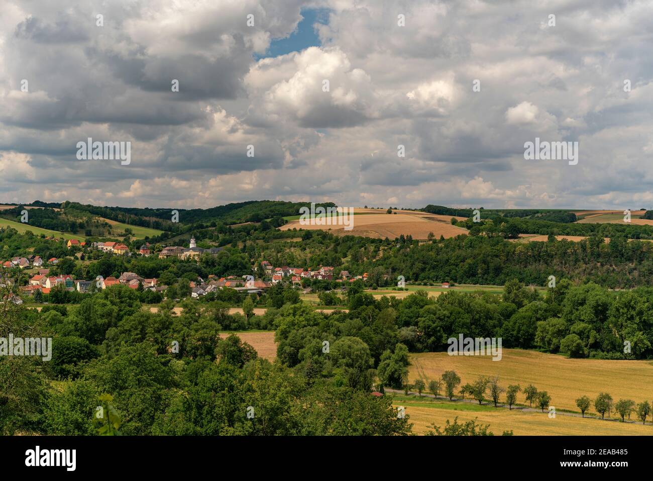 Ansicht von Crossen an der Elster, Saale-Holzland-Kreis, Thüringen, Deutschland Stockfoto