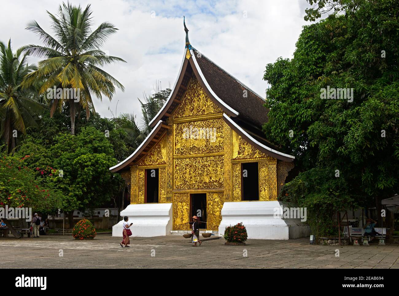 Haus des königlichen Beerdigungchariot, Wat Xieng Thong Tempel, Luang Prabang, Laos Stockfoto