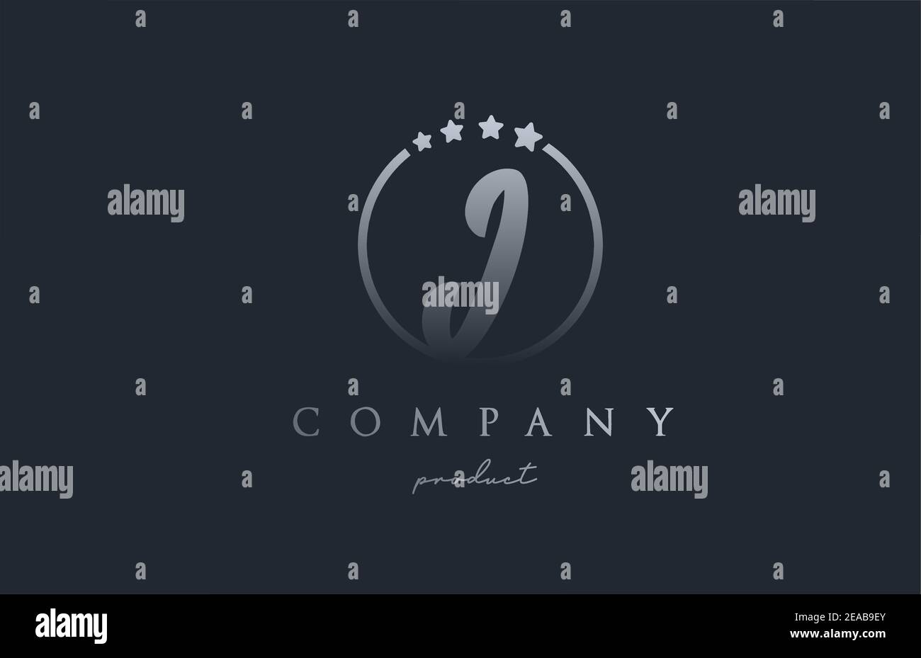 I blau grau Alphabet Buchstaben Logo für Unternehmen und Unternehmen. Design mit Kreis und Stern. Kann für eine Luxusmarke verwendet werden Stock Vektor