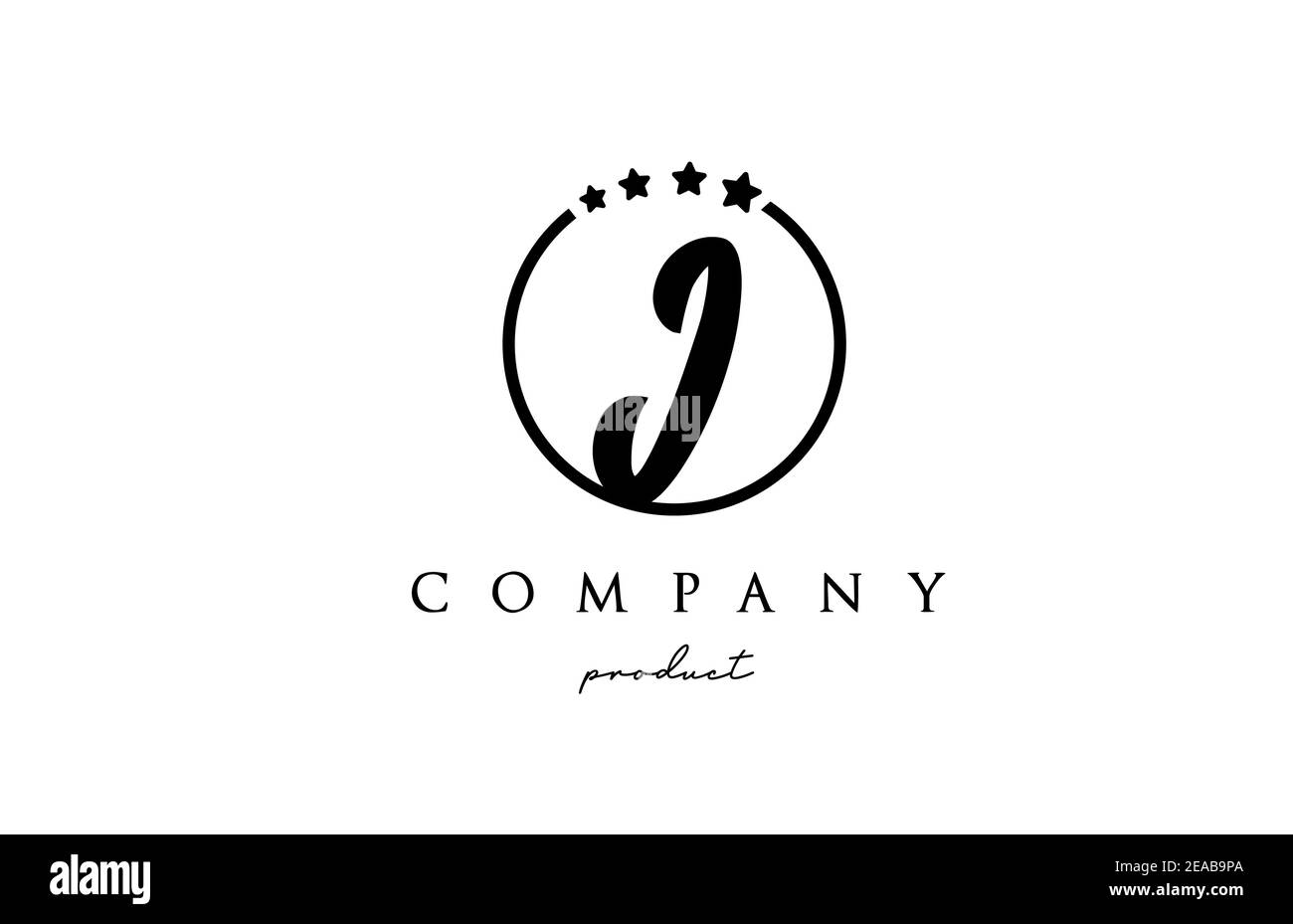 I Alphabet Buchstaben Logo für Unternehmen und Unternehmen. Design mit Kreis und Stern in schlichten Schwarz-Weiß-Farben. Kann für eine Luxusmarke verwendet werden Stock Vektor