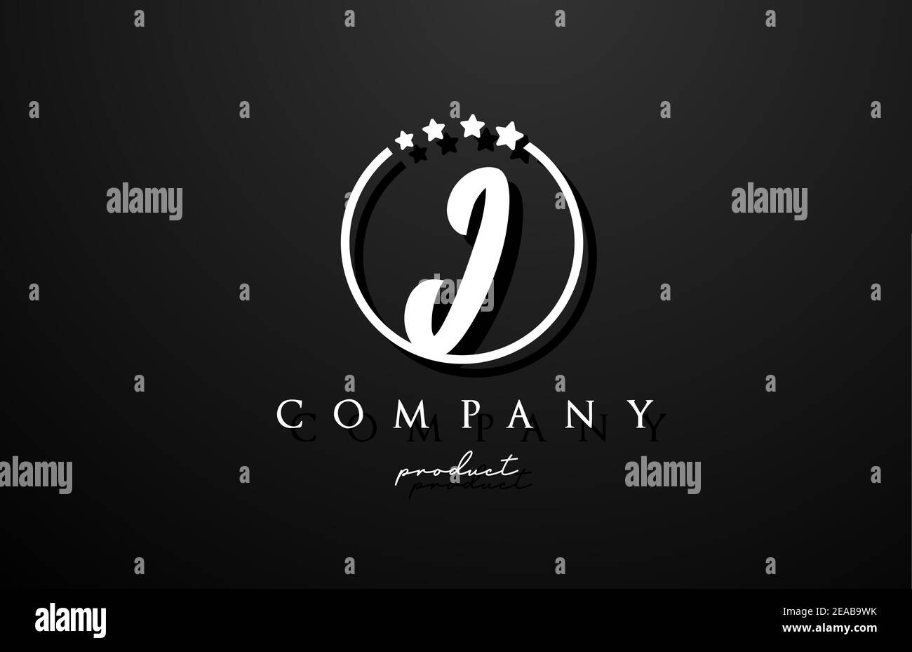 I Alphabet Buchstaben Logo für Unternehmen und Unternehmen in schwarz und weiß Farbe. Design mit Kreis und Stern. Kann für eine Luxusmarke verwendet werden Stock Vektor