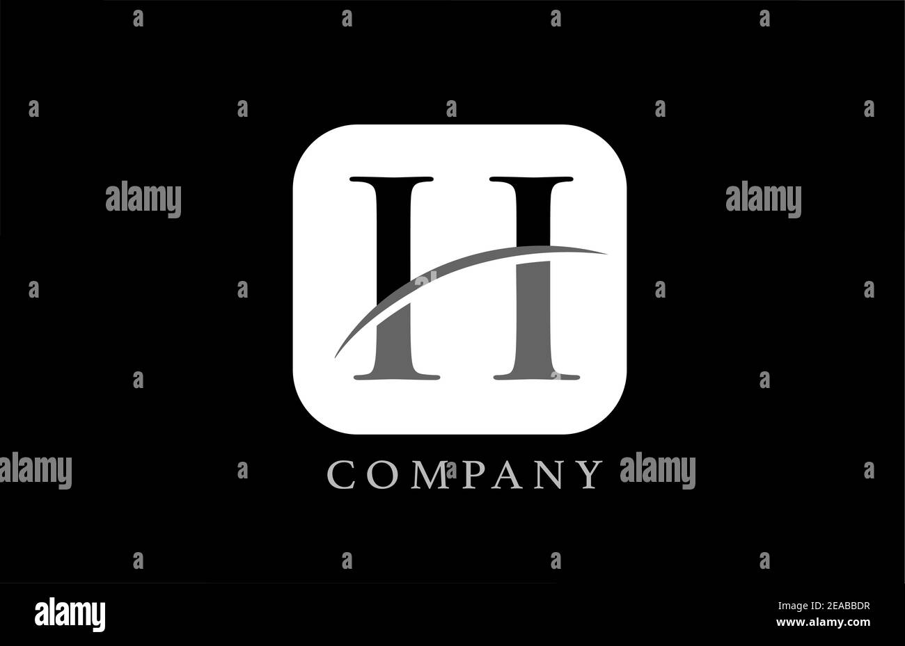 Schwarz und weiß I Alphabet Buchstaben Logo für Unternehmen und Unternehmen. Schlichtes abgerundetes quadratisches Design mit Swoosh. Kann für ein App- oder Schaltflächensymbol verwendet werden Stock Vektor