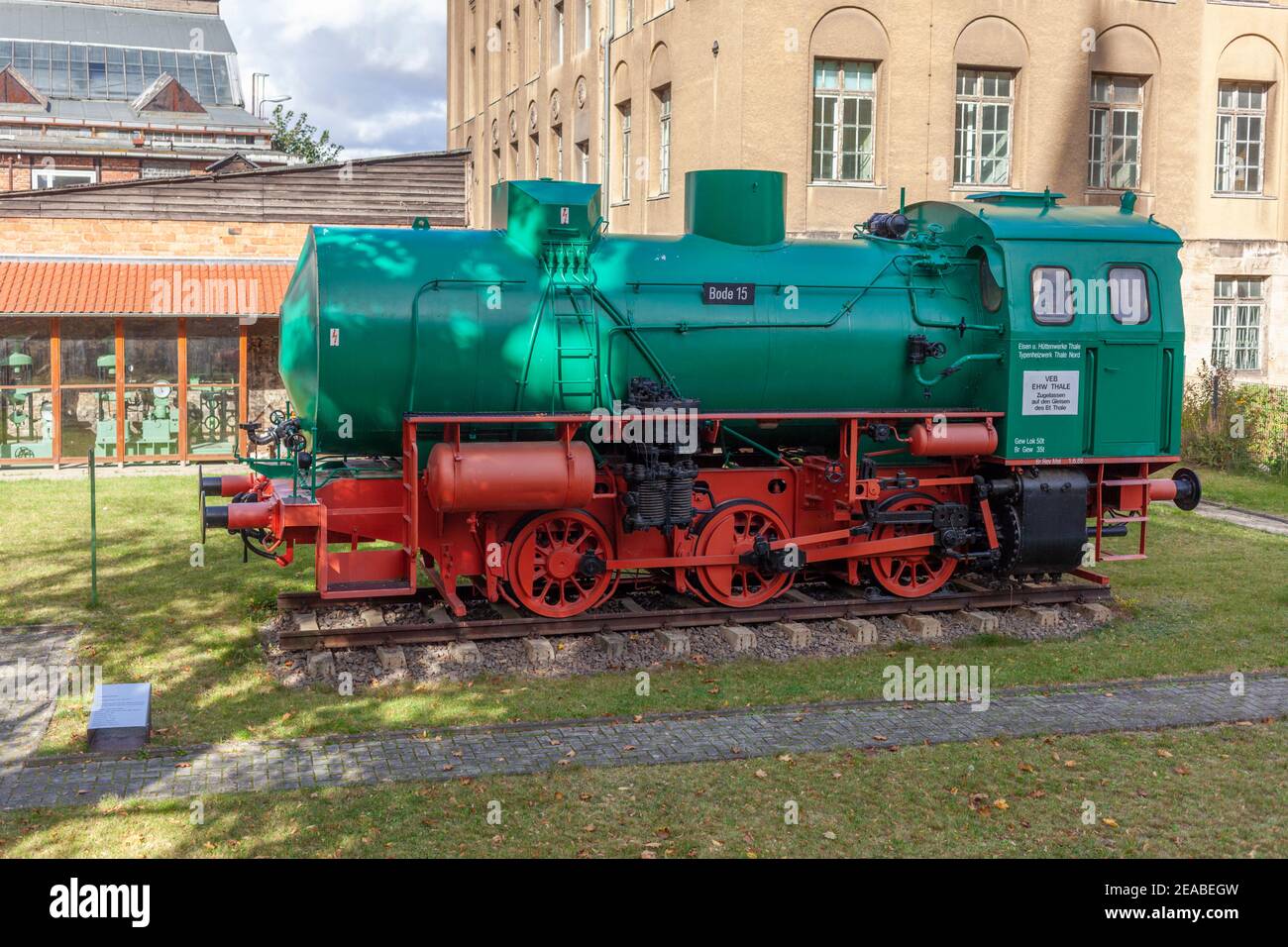 Alte Dampflokomotive, im Hüttenmuseum, Thale, Harz, Sachsen-Anhalt, Deutschland, Europa Stockfoto