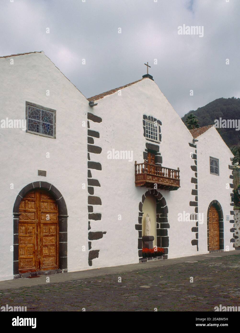 IGLESIA PARROQUIAL DE SAN BLAS - FOTO AÑOS 90. Lage: AUSSEN. EL MAZO. LA PALMA. SPANIEN. Stockfoto