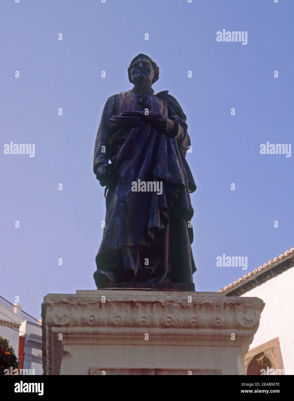 ESTATUA DE BRACE DE MANUEL DIAZ - SACERDOTE LIBERAL SITUADA EN LA PLAZA DE ESPAÑA-1774/1863 - FOTO AÑOS 90. Lage: AUSSEN. SANTA CRUZ DE LA PALMA. LA PALMA. SPANIEN. Stockfoto