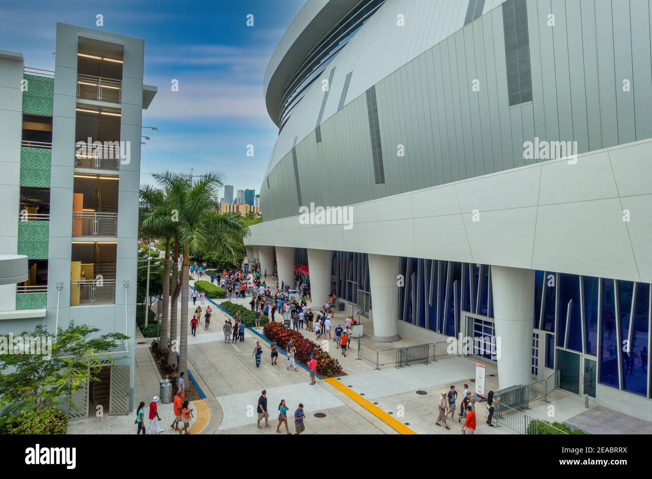Marlin Park, Heimat der Miami Marlins, erbaut auf dem Gelände des ehemaligen Orange Bowl. Stockfoto