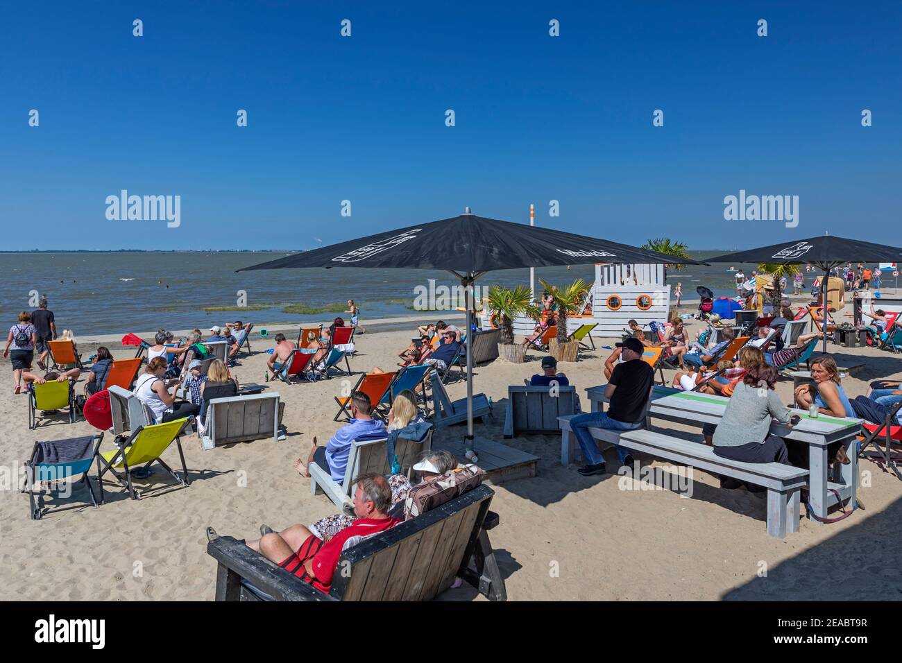 Strandbar, Strandclub Sonnendeck, Dangast, Bezirk der Stadt Varel, im Bezirk Friesland, Niedersachsen, Stockfoto