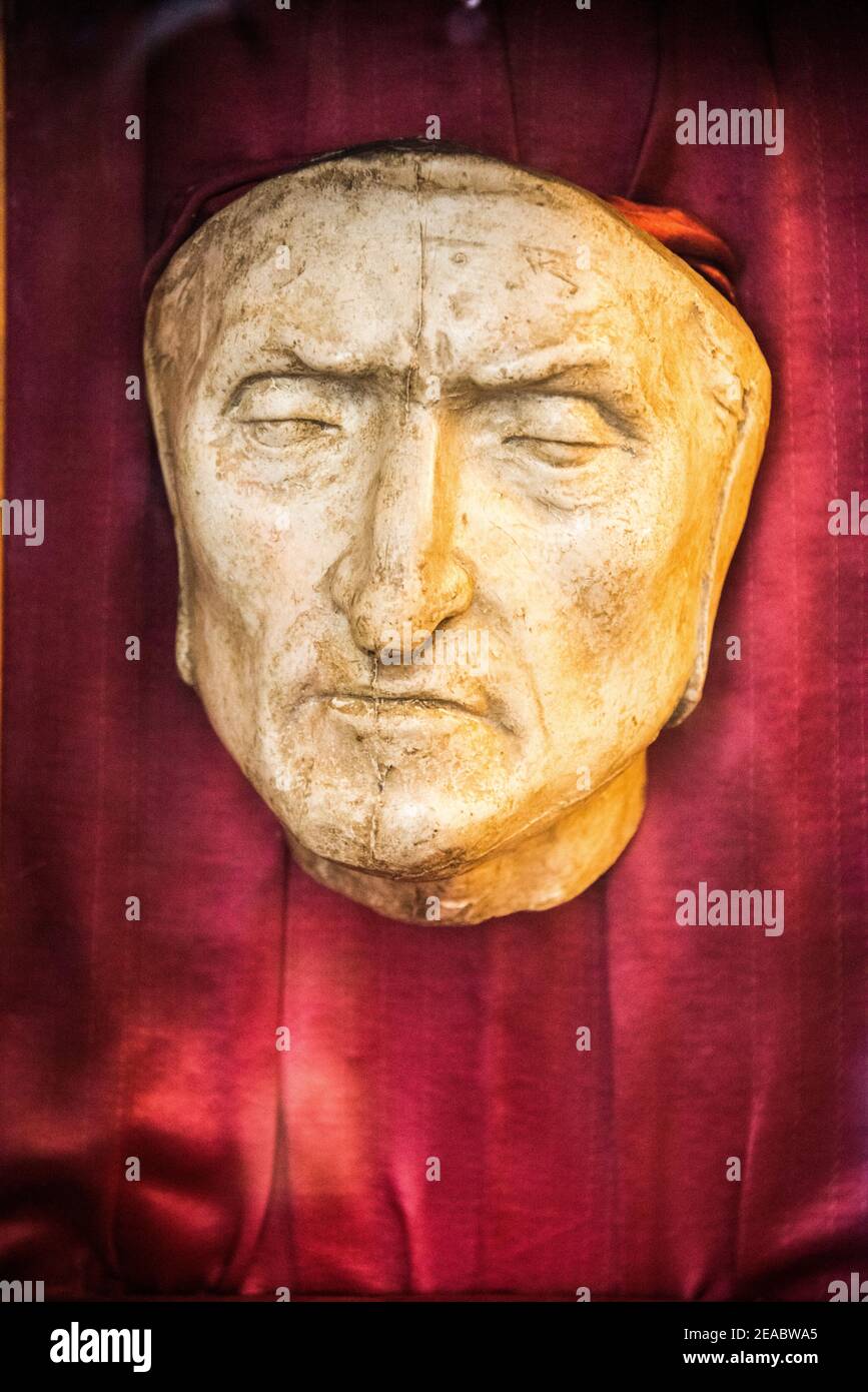 Totenmaske von Dante Alighier, Florenz Stockfoto