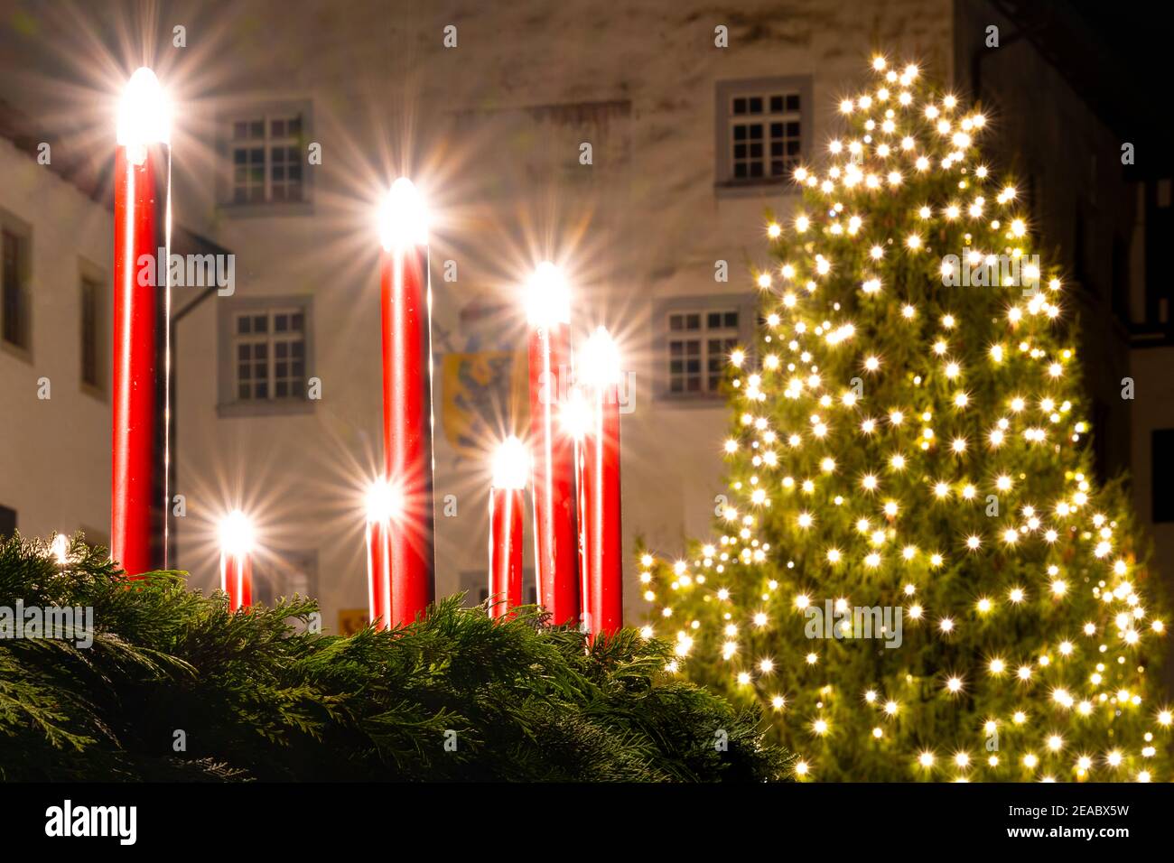 Europa, Schweiz, Kanton St. Gallen, Weihnachtsstimmung in der Altstadt von Wil Stockfoto