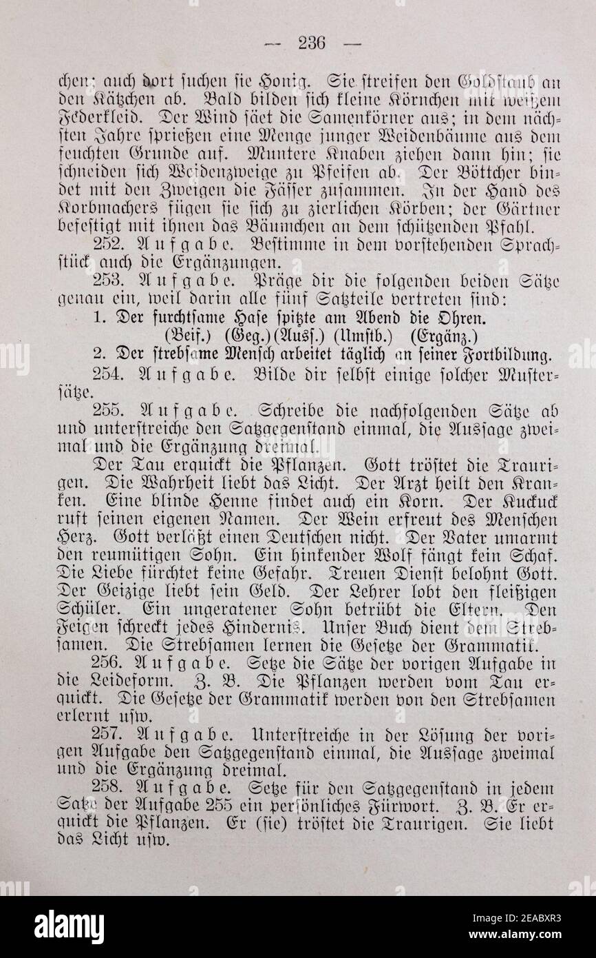 Neue Deutsche Sprachlehre 1911 von Theodor Paul - Seite 236. Stockfoto