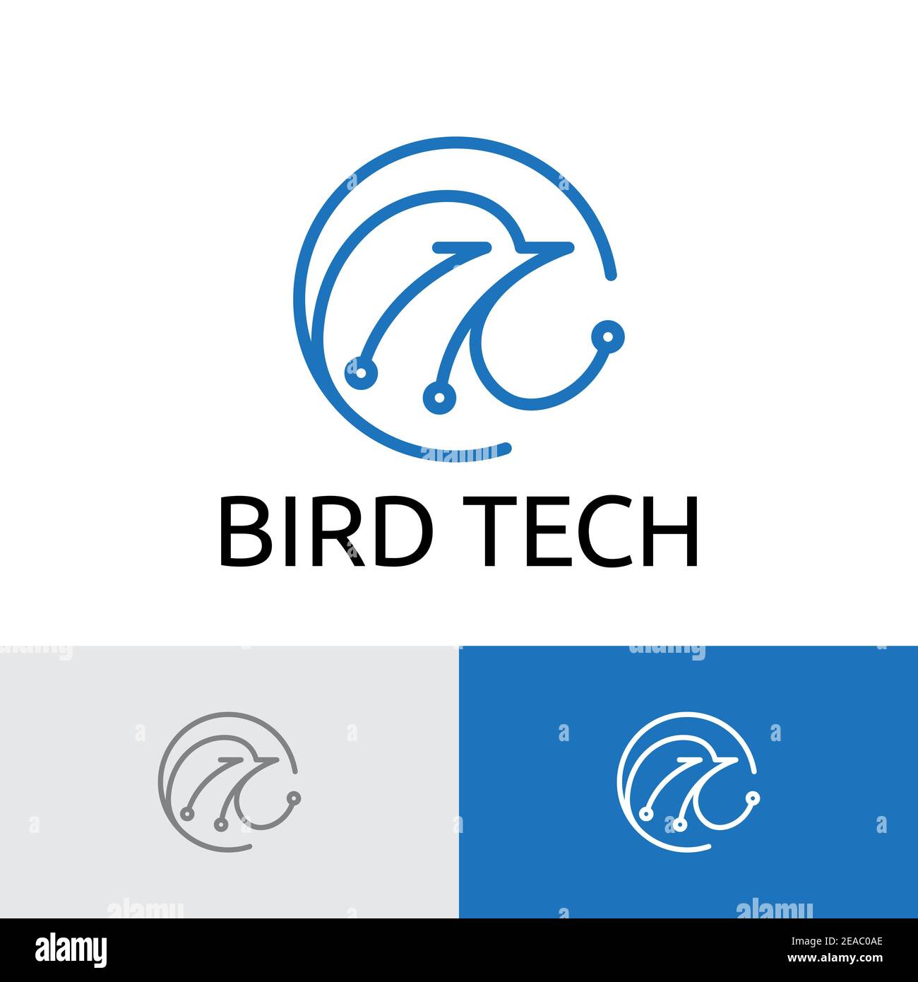 Logo-Vorlage Für Bird Head Circuit Computer Technology Stock Vektor