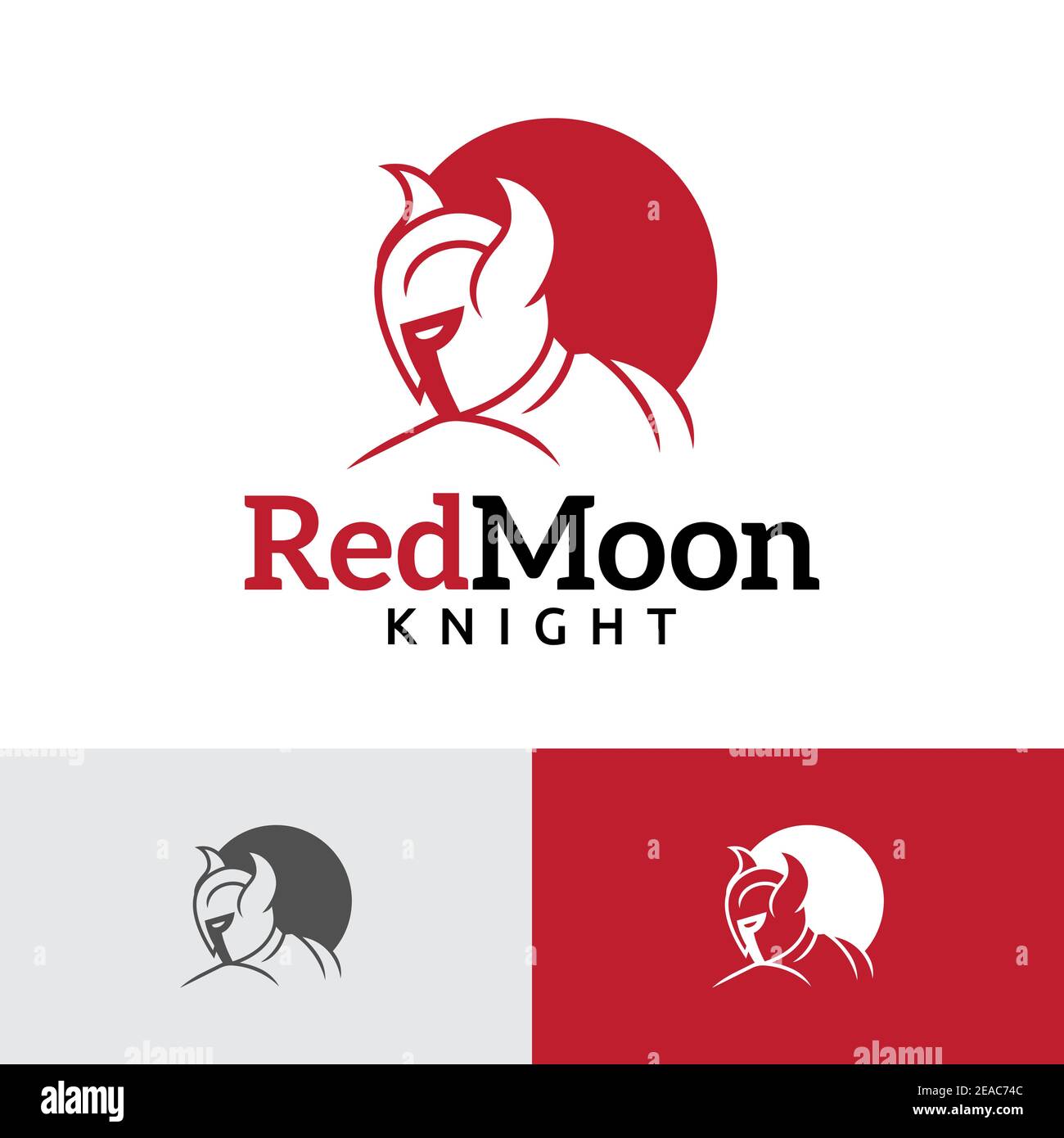 Red Moon Knight Horned Sparta Soldier Game Sport Logo Stock Vektor