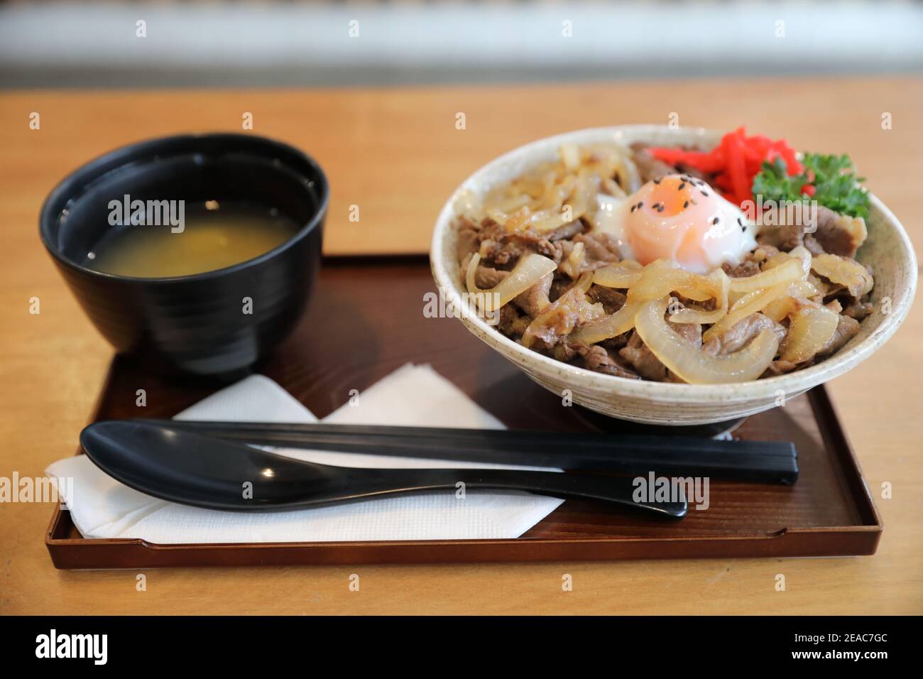 Japanisches Rindfleisch auf Reisschüssel Gyudon , japanisches Essen Stockfoto