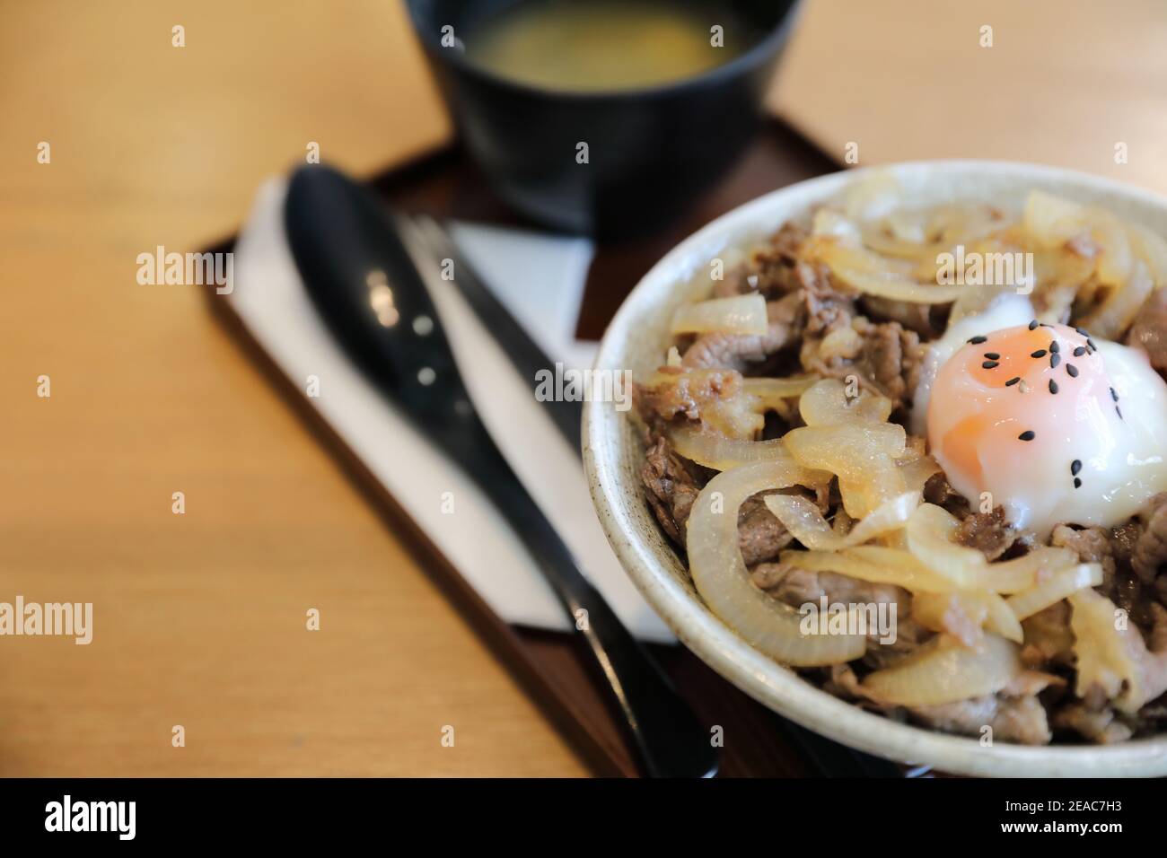 Japanisches Rindfleisch auf Reisschüssel Gyudon , japanisches Essen Stockfoto