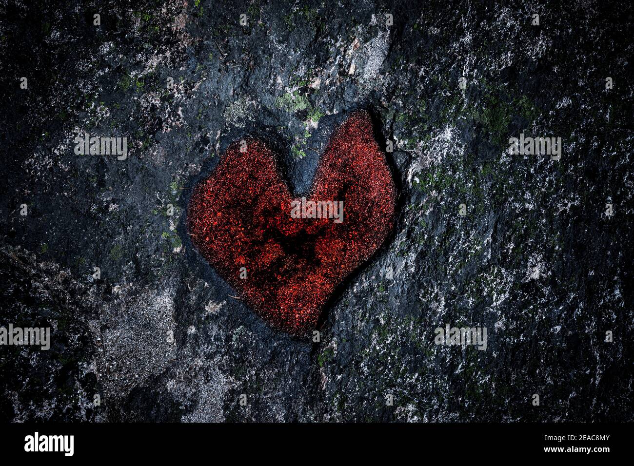Rote steinerne Herz Stockfoto