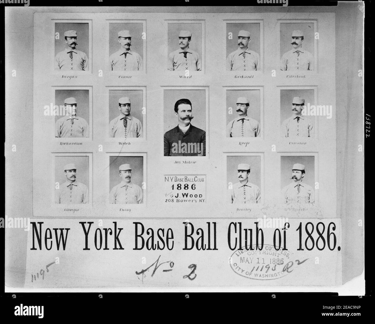 New York Base Ball Club von 1886 - Fotos von John Wood, 208 Bowery, New York. Stockfoto