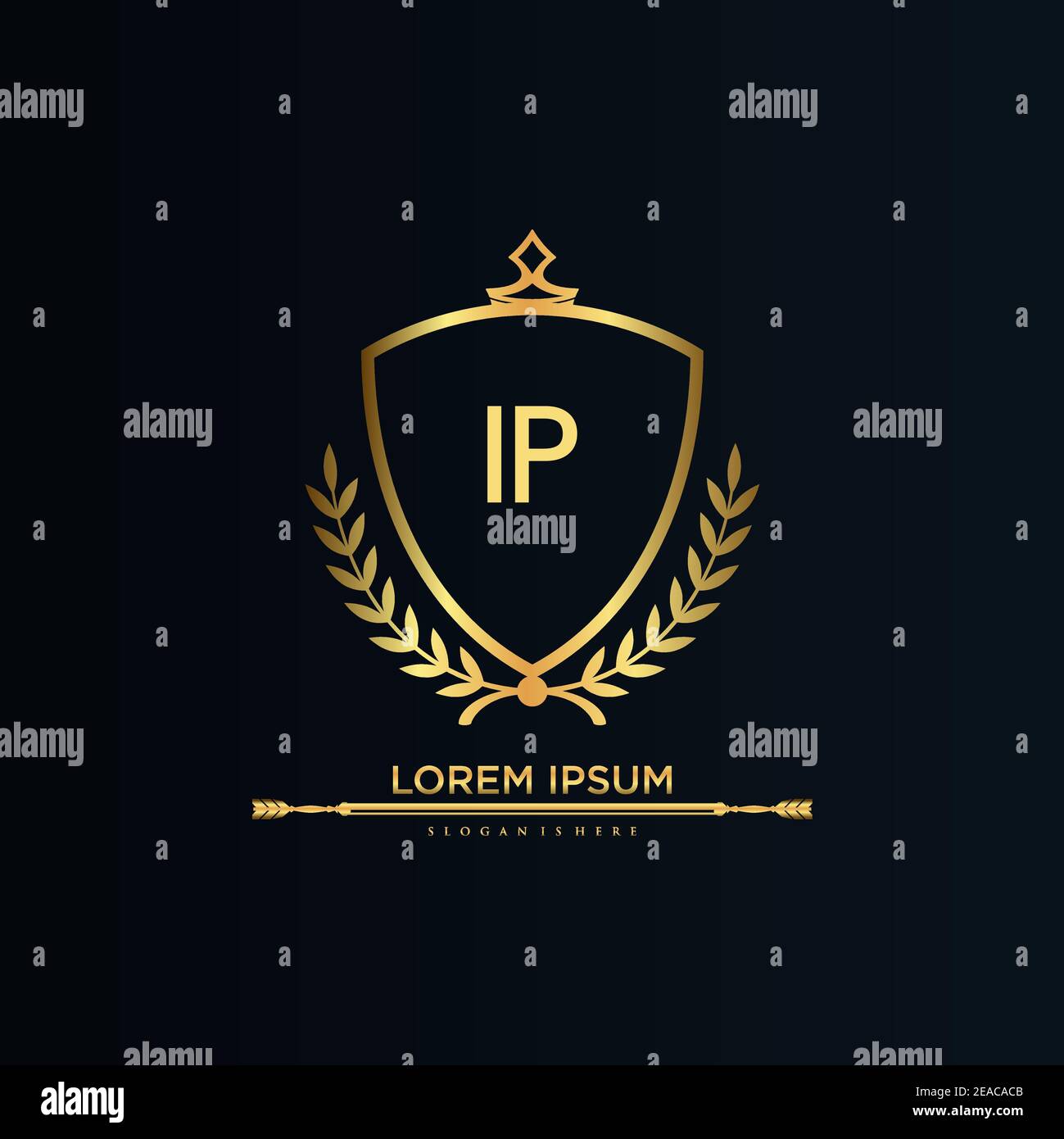 IP Letter Initial mit Royal Template.elegant mit Krone Logo Vektor, Creative Lettering Logo Vektor Illustration. Stock Vektor