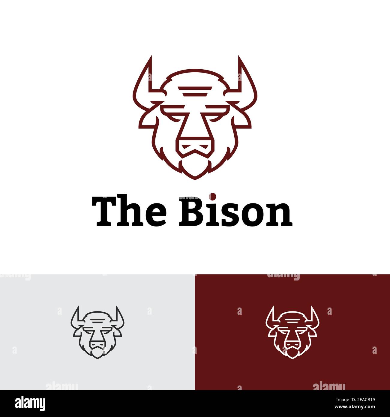 Tolles Bison Head Monoline Style Modernes Logo Stock Vektor