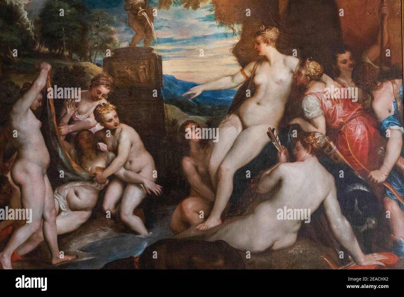 England, Kent, Sevenoaks, Knole House, Italienische Malerei von Diana und Callisto nach Tizian Stockfoto