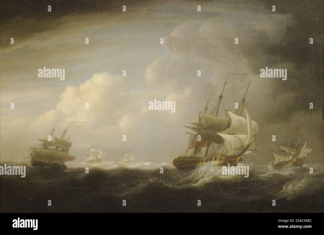 Nicholas Pocock (1740-1821) - Schiffe in einer Gale Stockfoto