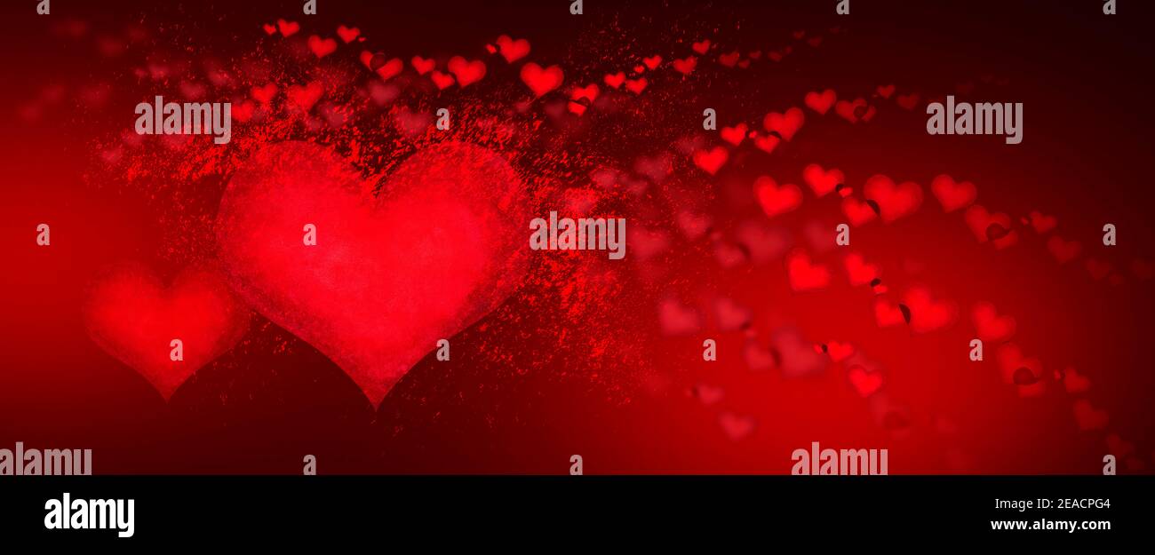 Rote Herzen zum Valentinstag Stockfoto